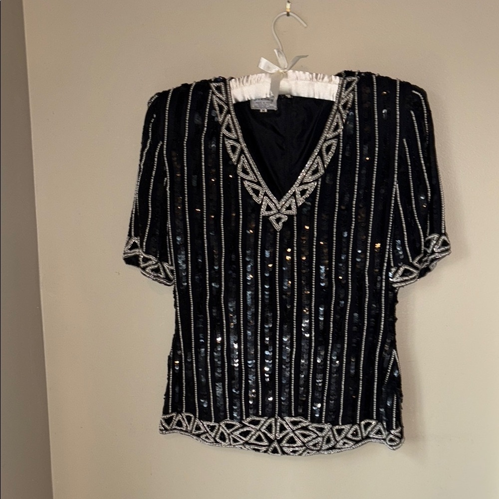 Elegant Black Sequin Top